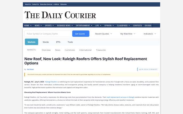 Page cited for Raleigh Roofers
