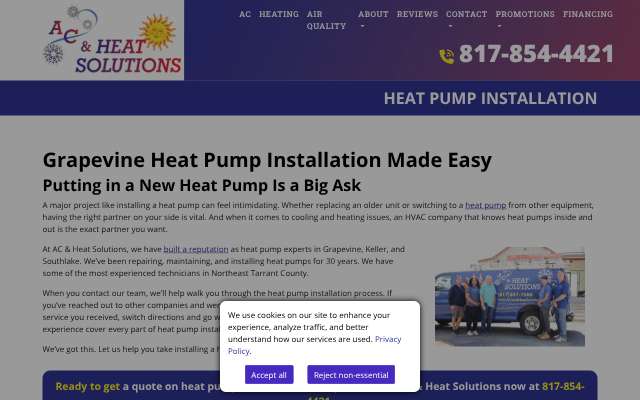 AC & Heat Solutions's page as the assistant saw it