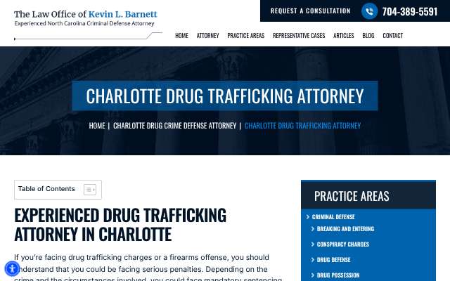Law Office of Kevin L. Barnett's page as the assistant saw it