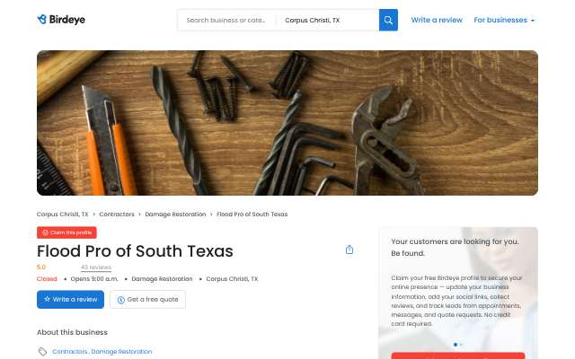 Page cited for Flood Pro of South Texas