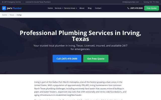 Joe's Plumber's page as the assistant saw it