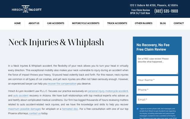 Hirsch & Lyon Accident Law's page as the assistant saw it