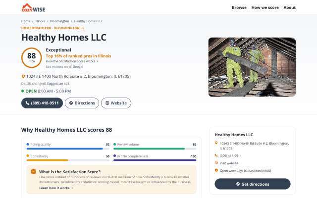 Healthy Homes LLC's page as the assistant saw it