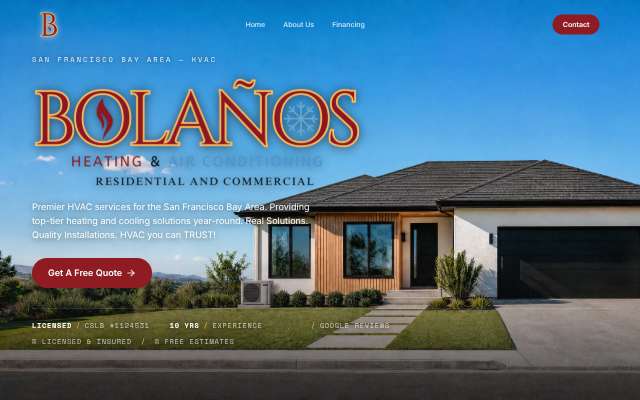 Bolaños HVAC's page as the assistant saw it