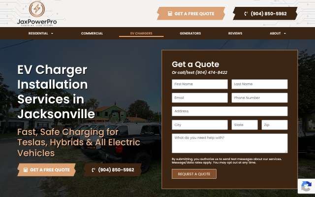 JaxPowerPro Electric's page as the assistant saw it