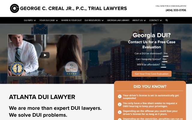 George C. Creal, Jr., P.C., Trial Lawyers's page as the assistant saw it