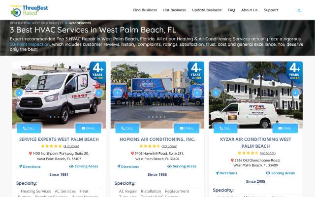 Service Experts West Palm Beach's page as the assistant saw it