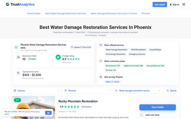 Rocky Mountain Restoration's page as the assistant saw it