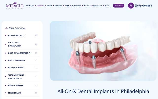 Miracle Dental Center's page as the assistant saw it