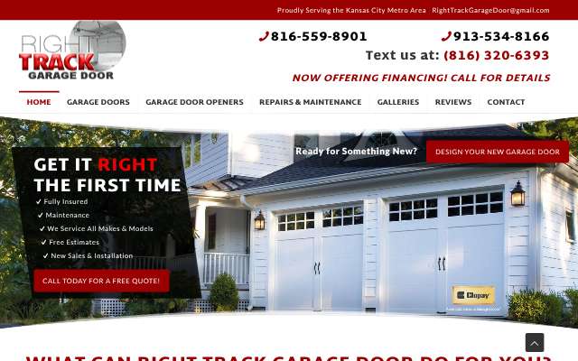 Right Track Garage Door's page as the assistant saw it