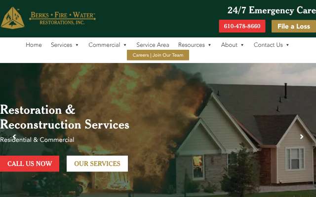 Berks Fire Water Restorations's page as the assistant saw it