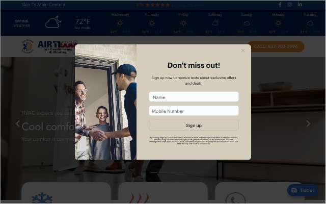 Air Texas Air Conditioning & Heating's page as the assistant saw it