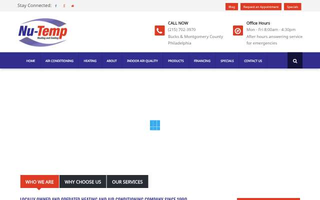 Nu-Temp Heating and Air Conditioning's page as the assistant saw it