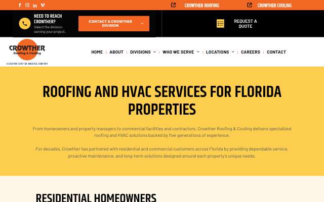 Crowther Roofing and Cooling's page as the assistant saw it