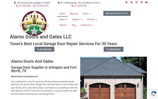 Page cited for Alamo Doors and Gates