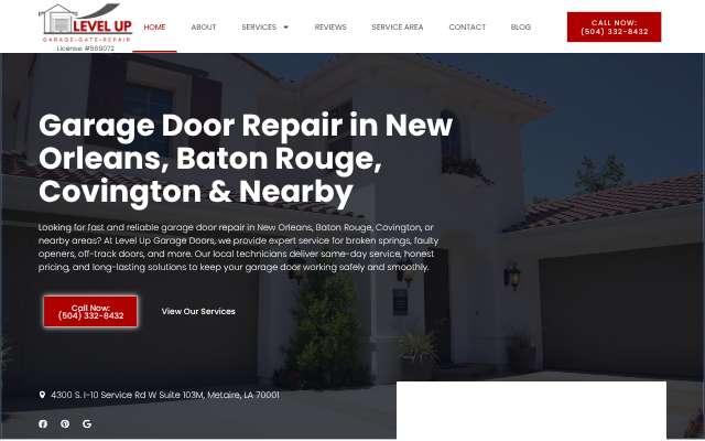 Level Up Garage Door Repair's page as the assistant saw it