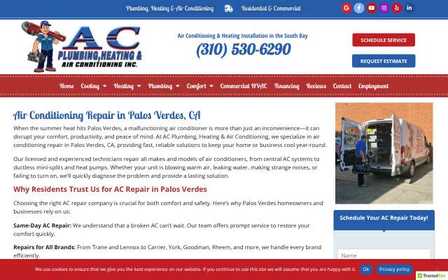 AC Plumbing, Heating & Air Conditioning's page as the assistant saw it