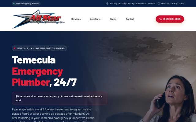 All Star Plumbing's page as the assistant saw it