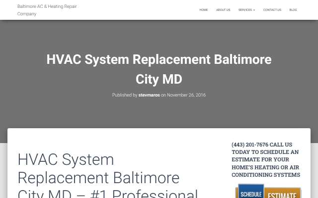 Baltimore AC & Heating Repair Company's page as the assistant saw it