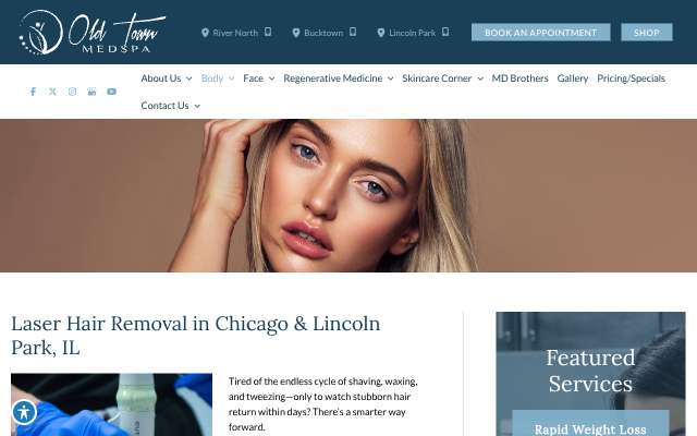 Old Town Med Spa's page as the assistant saw it