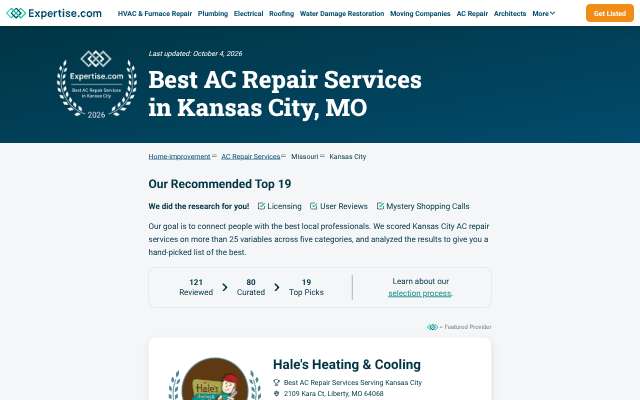 Cates Heating and Cooling's page as the assistant saw it