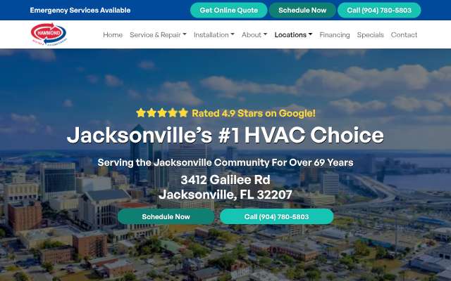 Hammond Heating & Air Conditioning's page as the assistant saw it