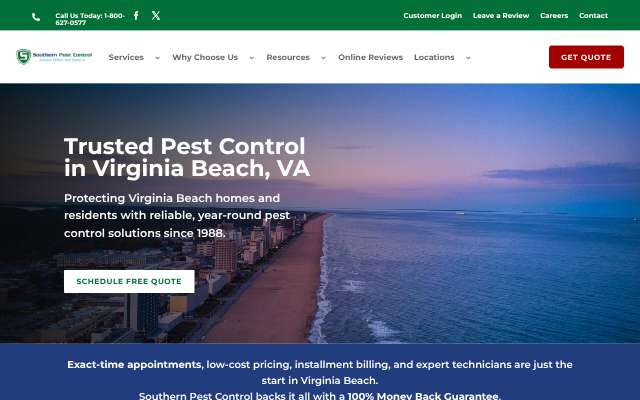 Southern Pest Control's page as the assistant saw it