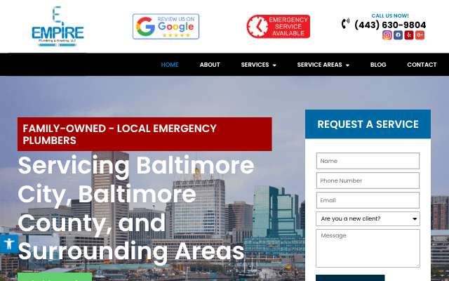 Empire Plumbing And Heating's page as the assistant saw it