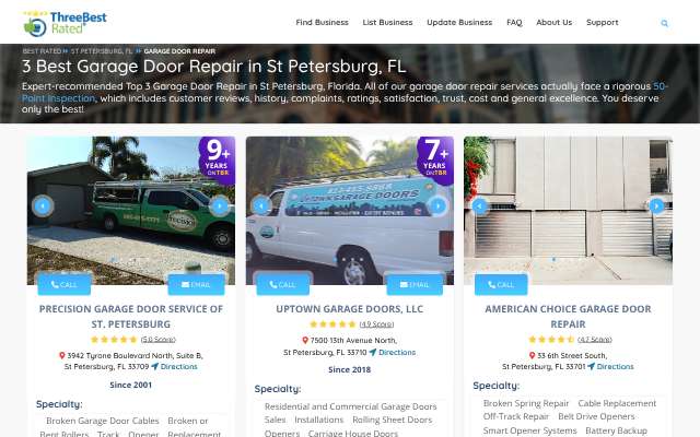 Page cited for Precision Garage Door Service of St. Petersburg