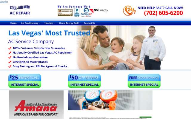 Air Conditioning Now's page as the assistant saw it