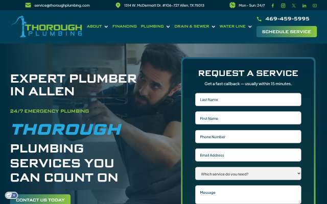 Thorough Plumbing's page as the assistant saw it