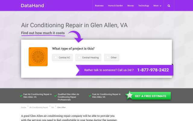 DataHand / A Quality Assured's page as the assistant saw it