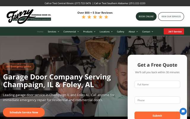 Furry Overhead Door Company's page as the assistant saw it