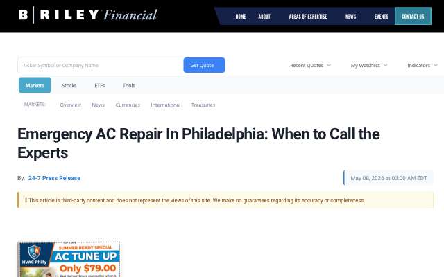 HVAC Philly's page as the assistant saw it
