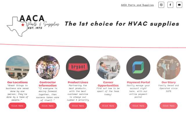 AACA Parts & Supplies's page as the assistant saw it