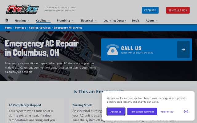 Fire & Ice Heating, Cooling, Plumbing & Electrical's page as the assistant saw it