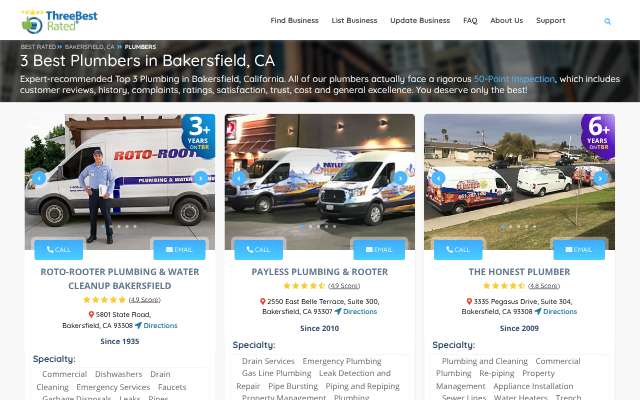 Payless Plumbing & Rooter's page as the assistant saw it