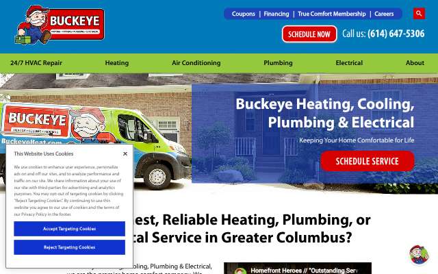 Buckeye Heating, Cooling & Plumbing's page as the assistant saw it