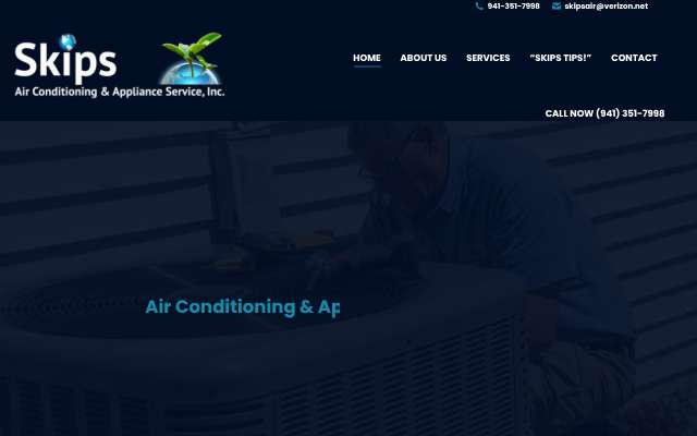 Skip's Air Conditioning and Appliance Service's page as the assistant saw it