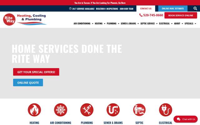 Rite Way Heating, Cooling & Plumbing's page as the assistant saw it
