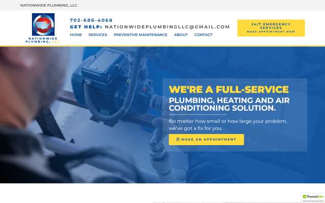 Nationwide Plumbing's page as the assistant saw it