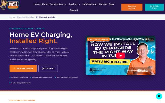 Watt's Right Electric's page as the assistant saw it