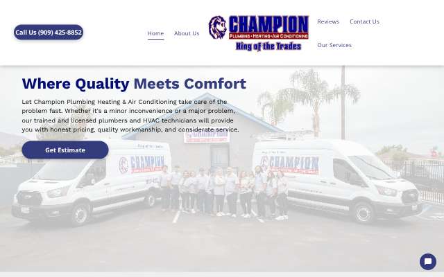 Champion Plumbing Heating & Air Conditioning's page as the assistant saw it