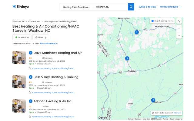 Belk & Gay Heating & Cooling's page as the assistant saw it