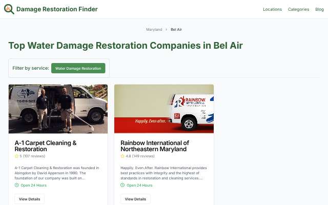 A-1 Carpet Cleaning & Restoration's page as the assistant saw it