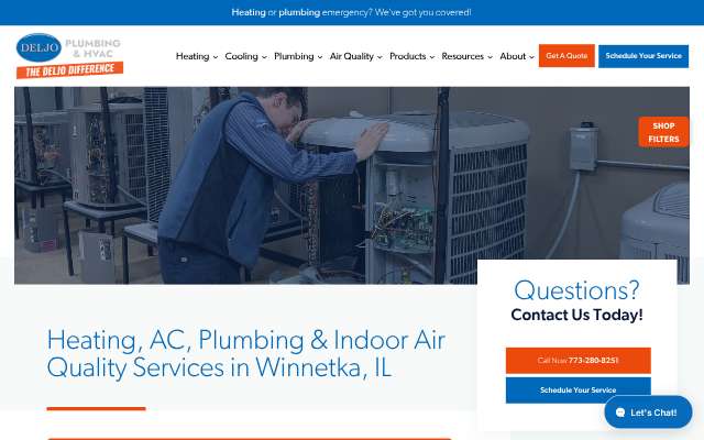 Deljo Heating & Cooling's page as the assistant saw it