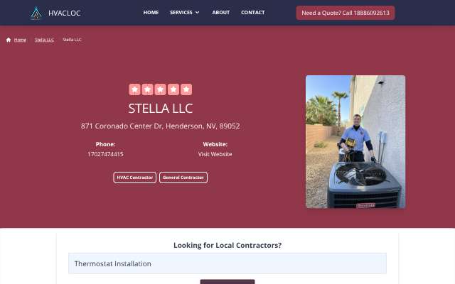 Stella LLC's page as the assistant saw it