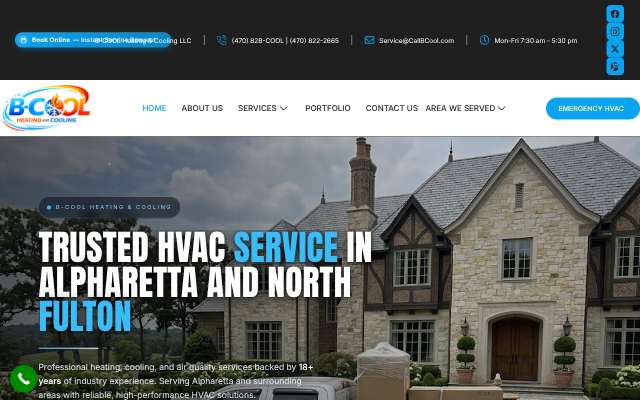 B-Cool Heating & Cooling's page as the assistant saw it