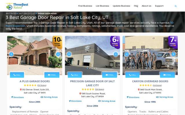 Page cited for Precision Garage Door Salt Lake