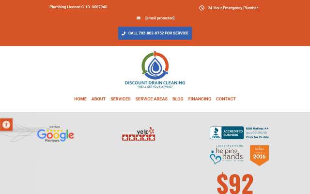 Discount Drain Cleaning Las Vegas's page as the assistant saw it